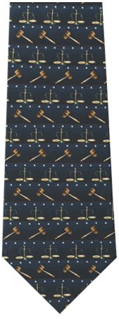 Legal Theme Necktie Gavel and Scales (Synthetic Blend