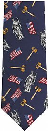 Legal Theme Necktie Lady Justice and Flag (Synthetic Blend)